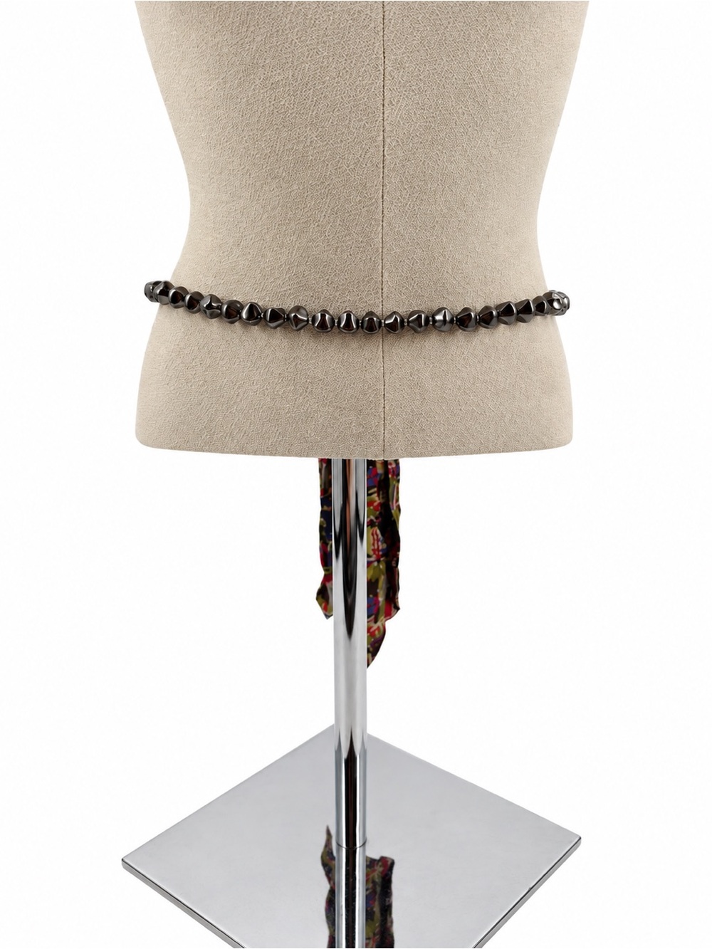Beaded Scarf Tie Belt Multicolor Print Boho Waist Chain Vintage Style Necklace